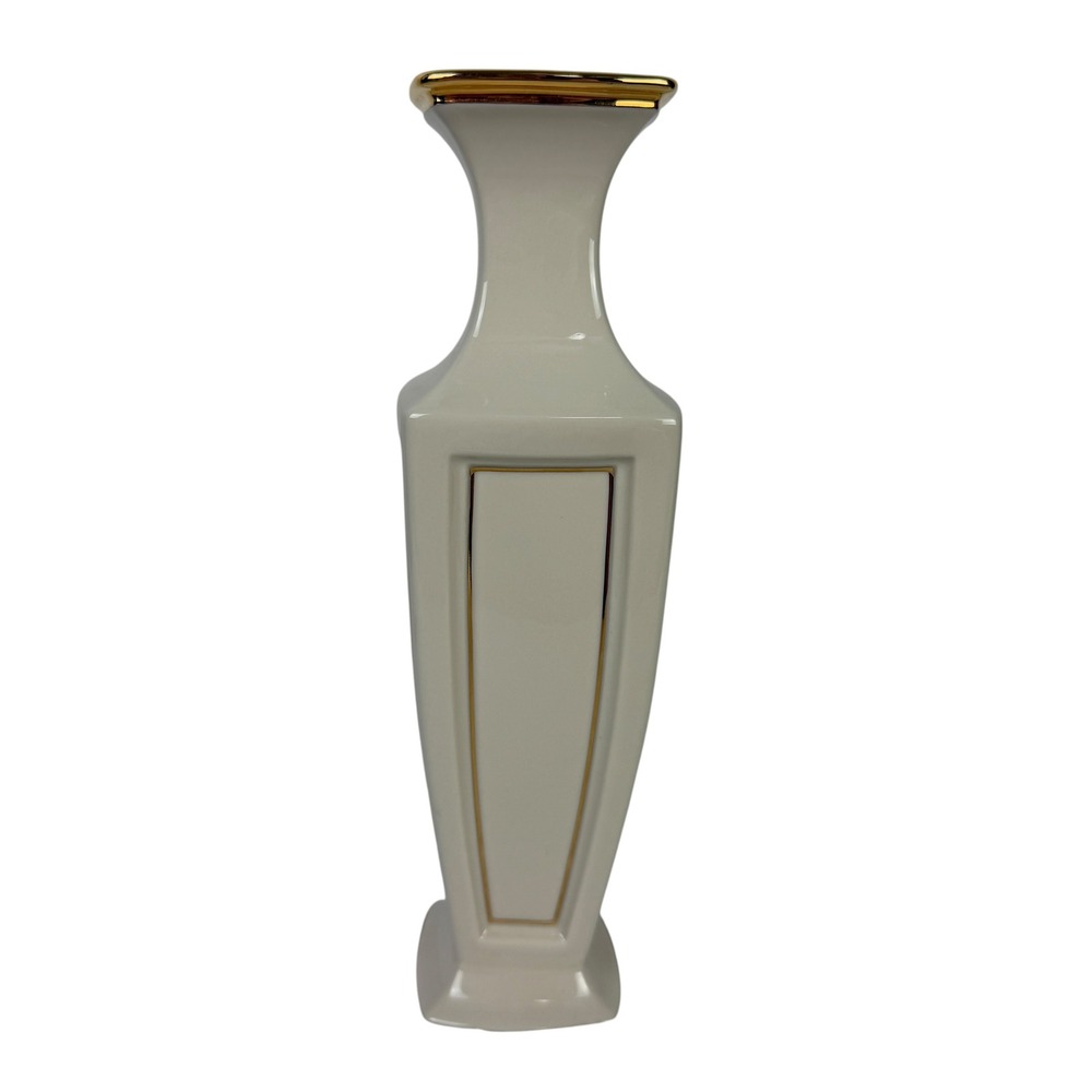 Lenox Eternal Dimension Collection Ivory China Gold Trim Bud Vase Handcrafted